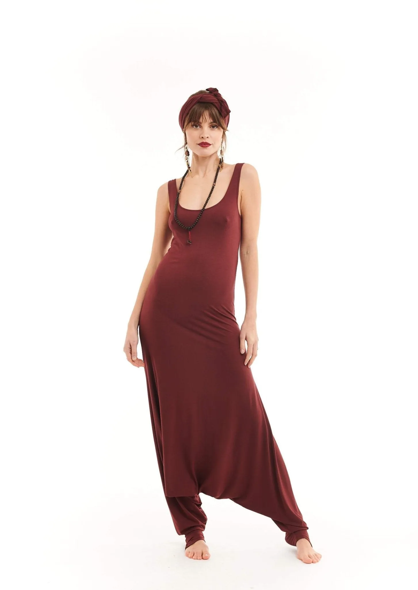 FITTED JUMPSUIT BURGUNDY