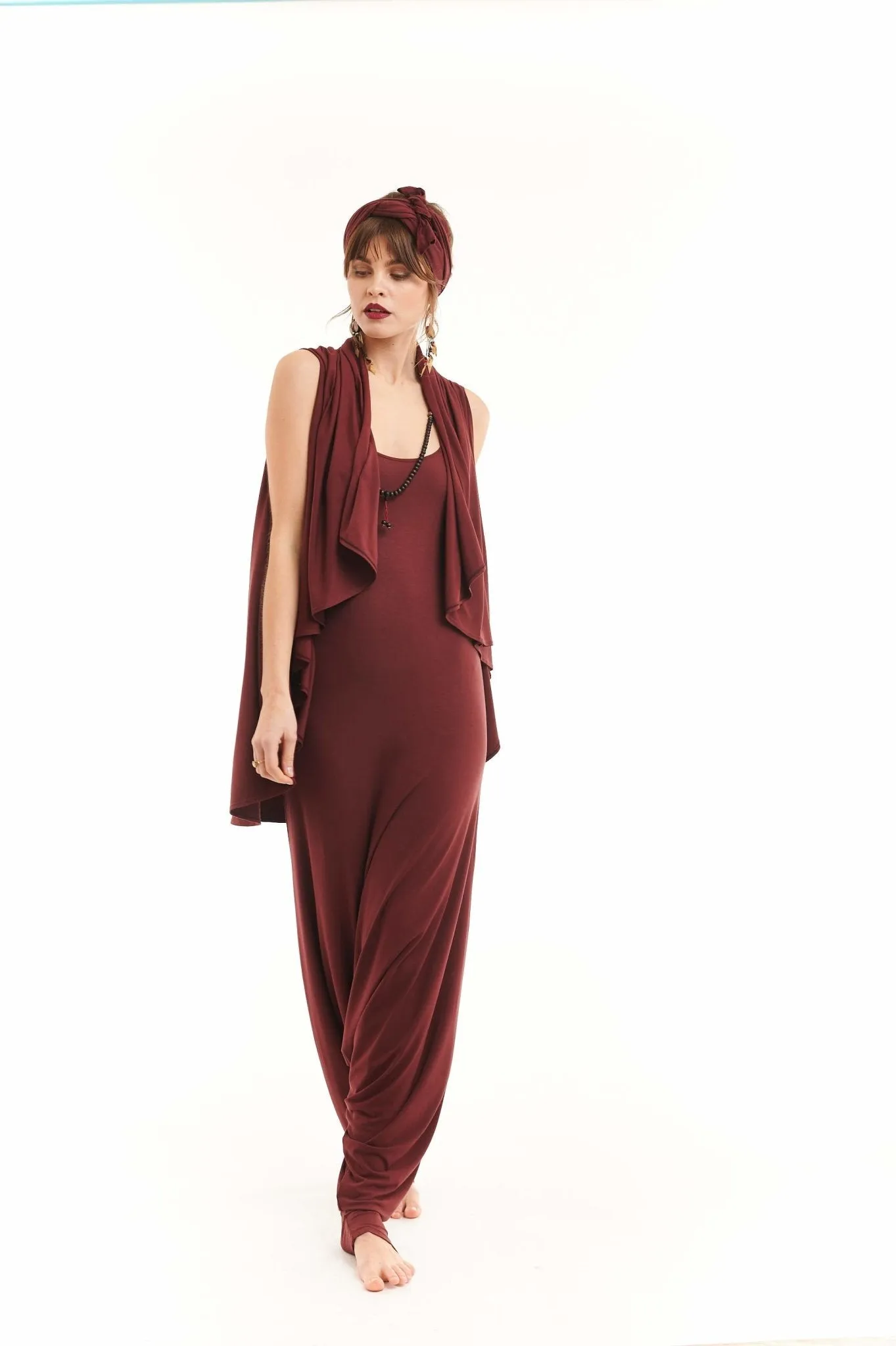 FITTED JUMPSUIT BURGUNDY