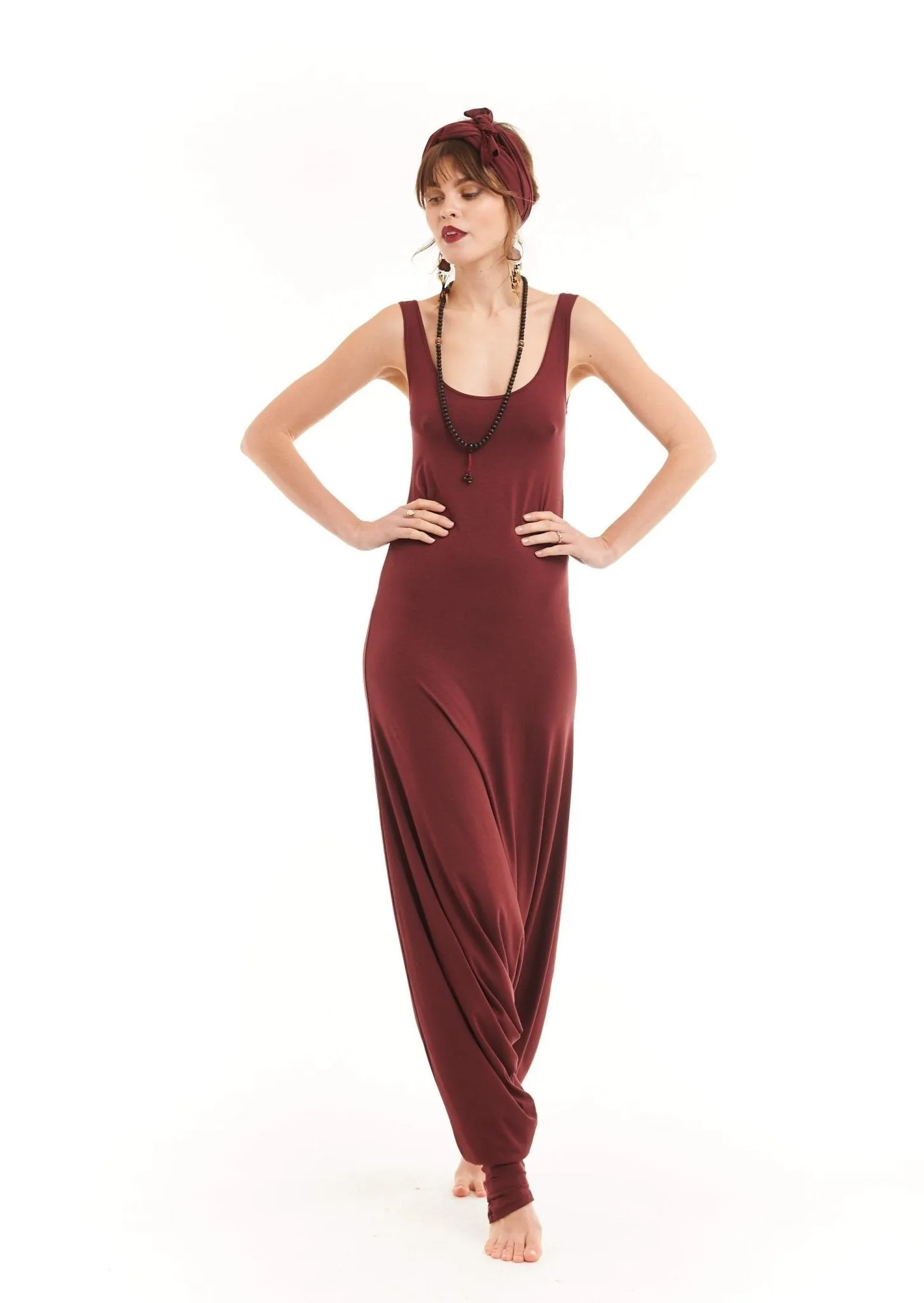 FITTED JUMPSUIT BURGUNDY