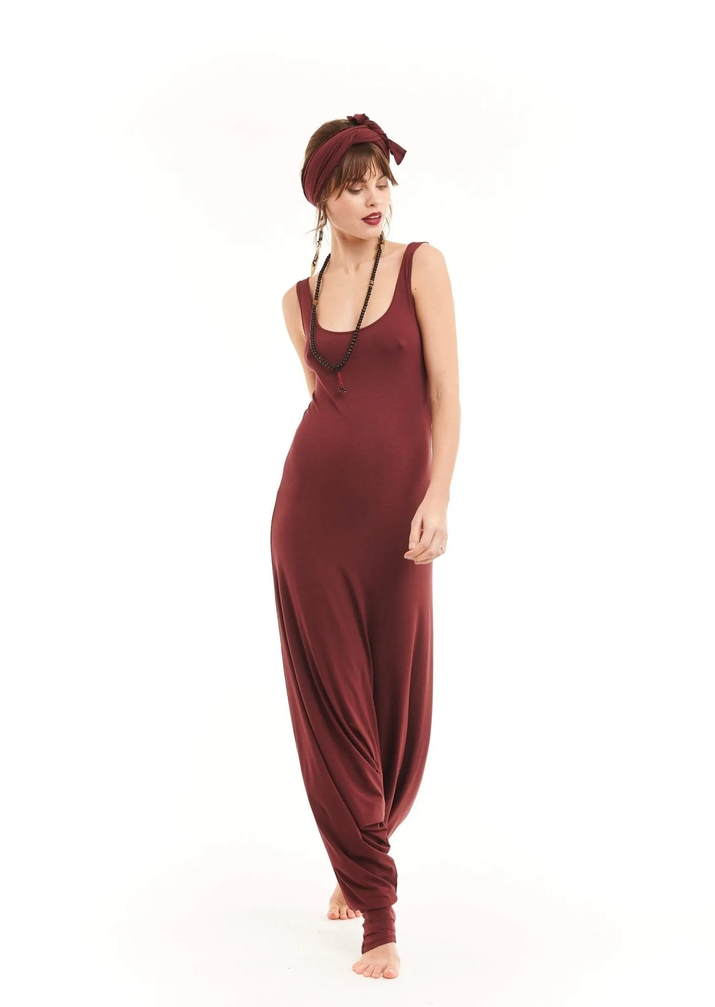 FITTED JUMPSUIT BURGUNDY