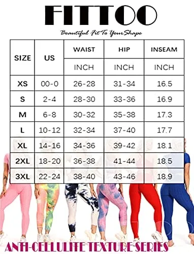 FITTOO Women's High Waist Textured Yoga Pants Tummy Control Scrunched Booty Capri Leggings Workout Running Butt Lift Textured Tights Black