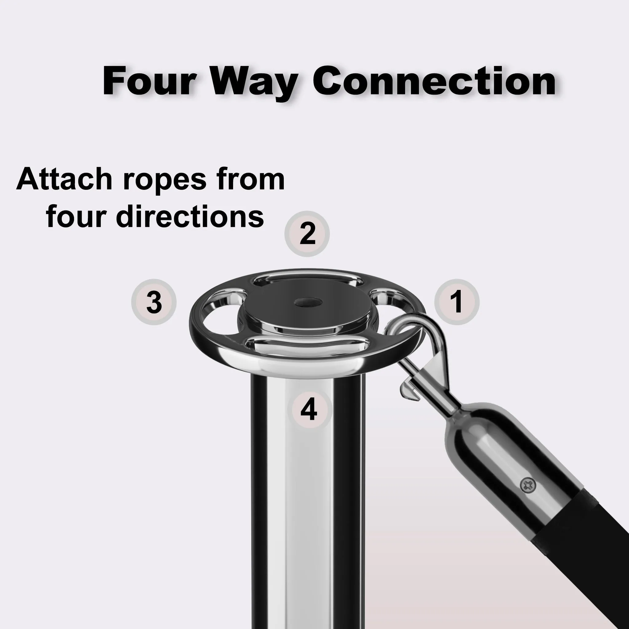 Flat Top Post and Rope Stanchion with Dome Base - Montour Line CDLineD