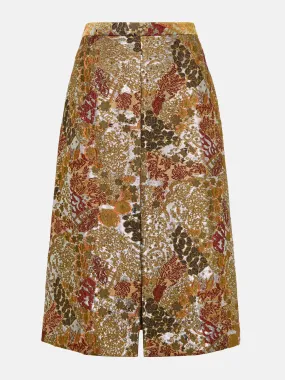 Floral jacquard midi skirt