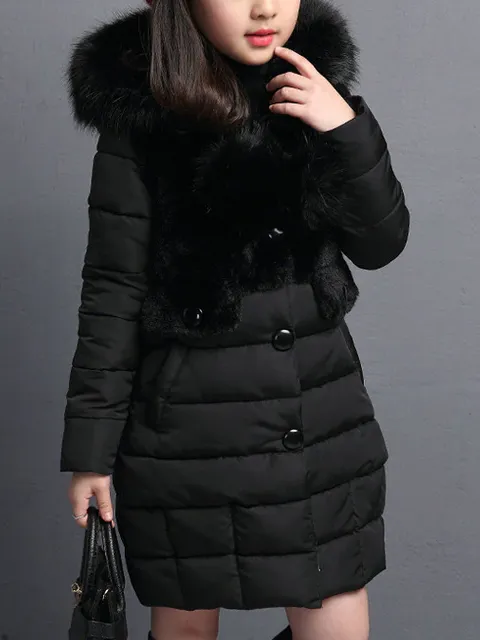 Girls Tres Chic Faux Fur Collared Winter Jacket