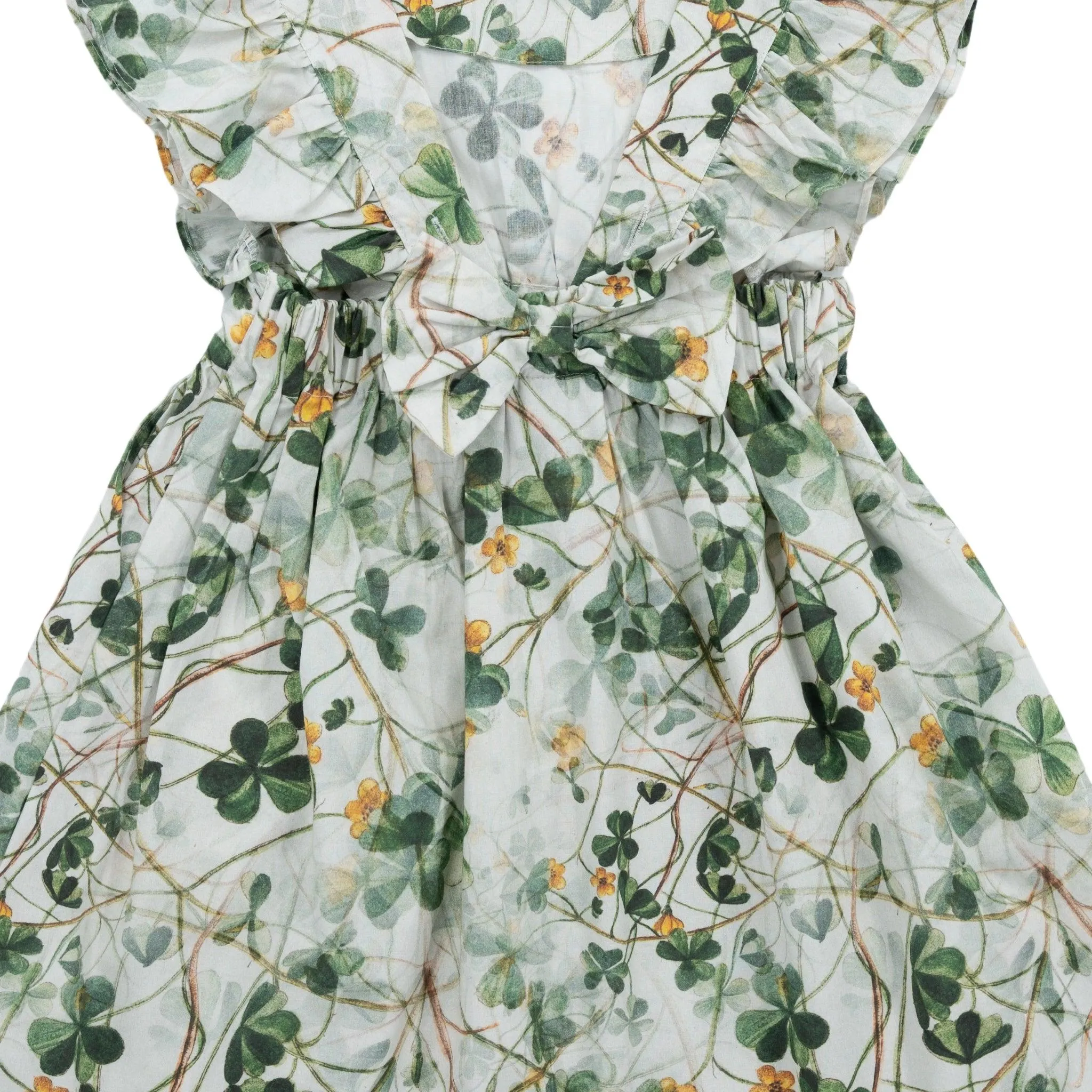 Green Floral Cotton Dress for Girls