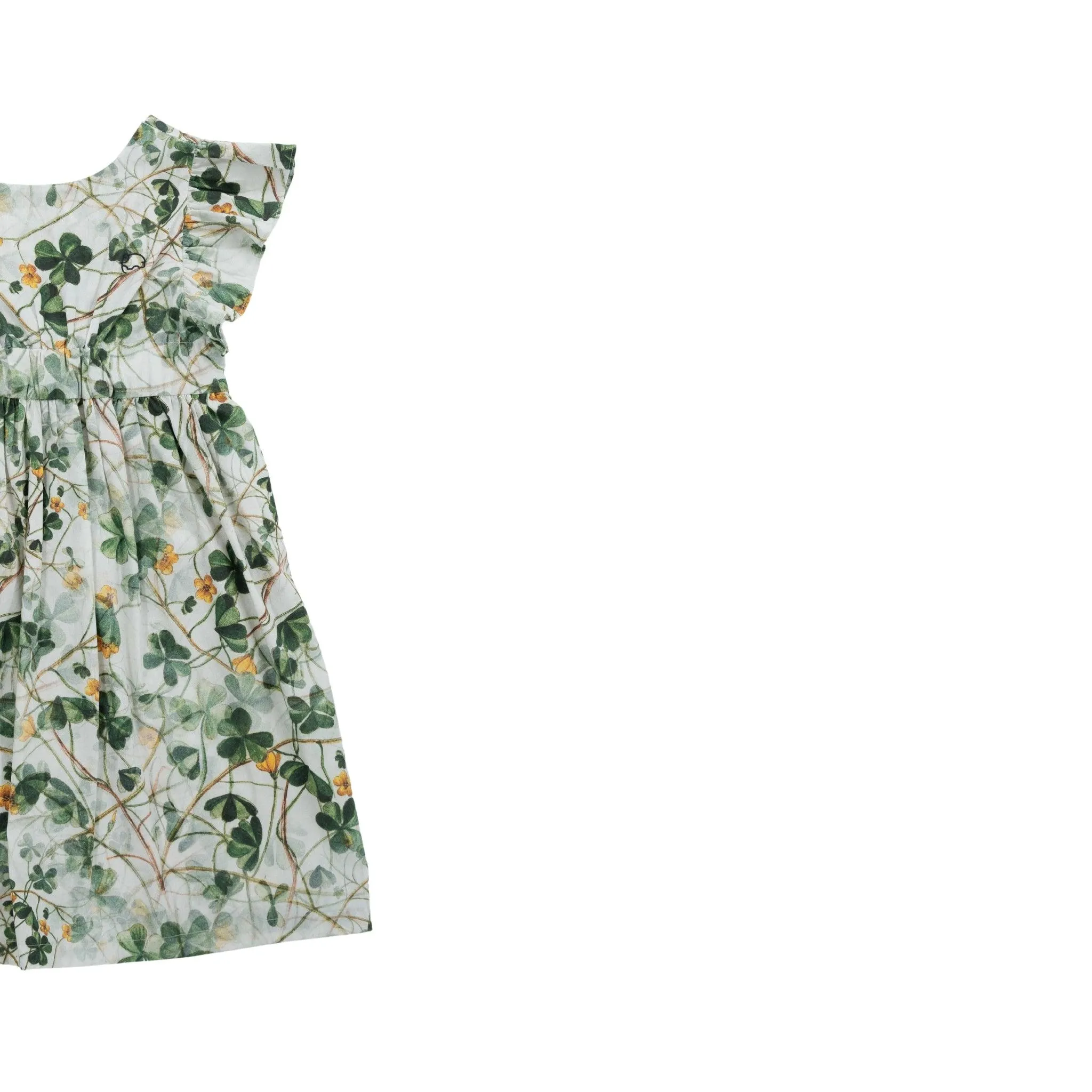 Green Floral Cotton Dress for Girls