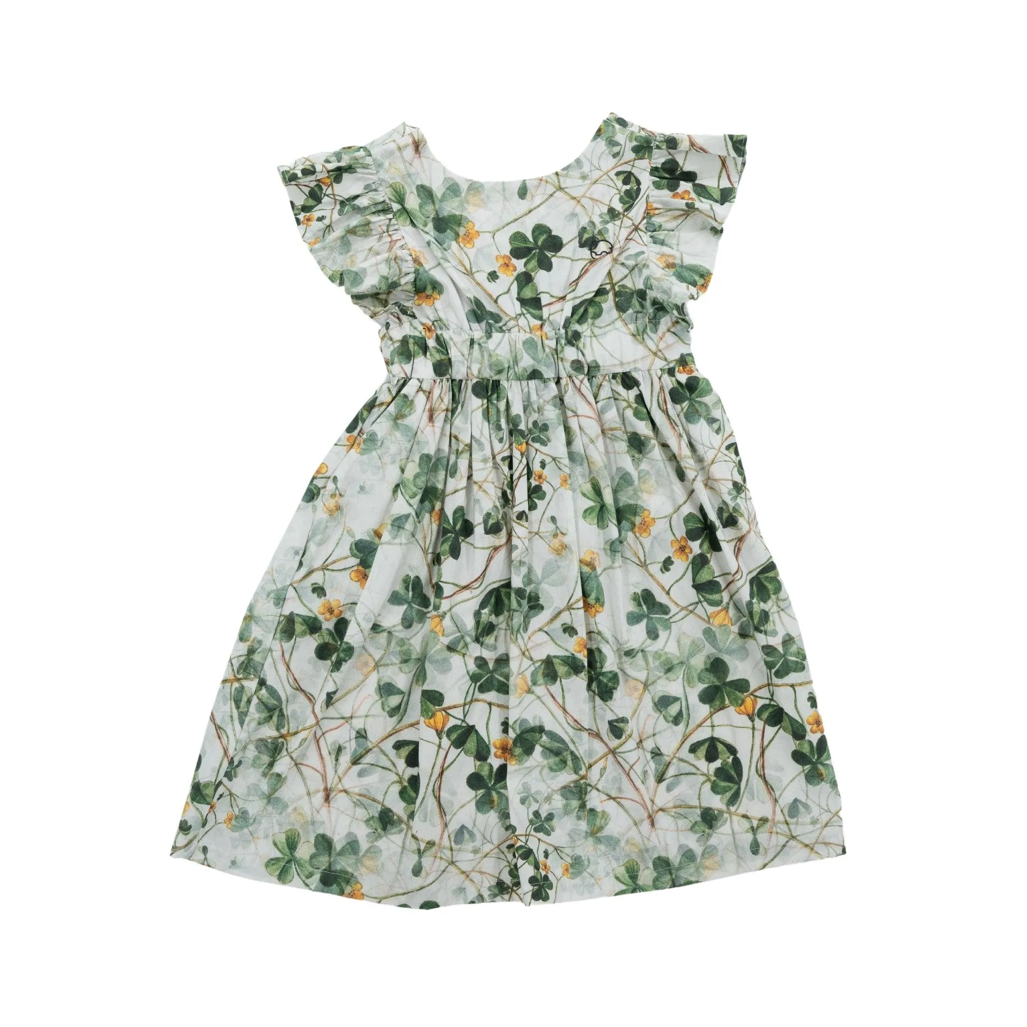 Green Floral Cotton Dress for Girls