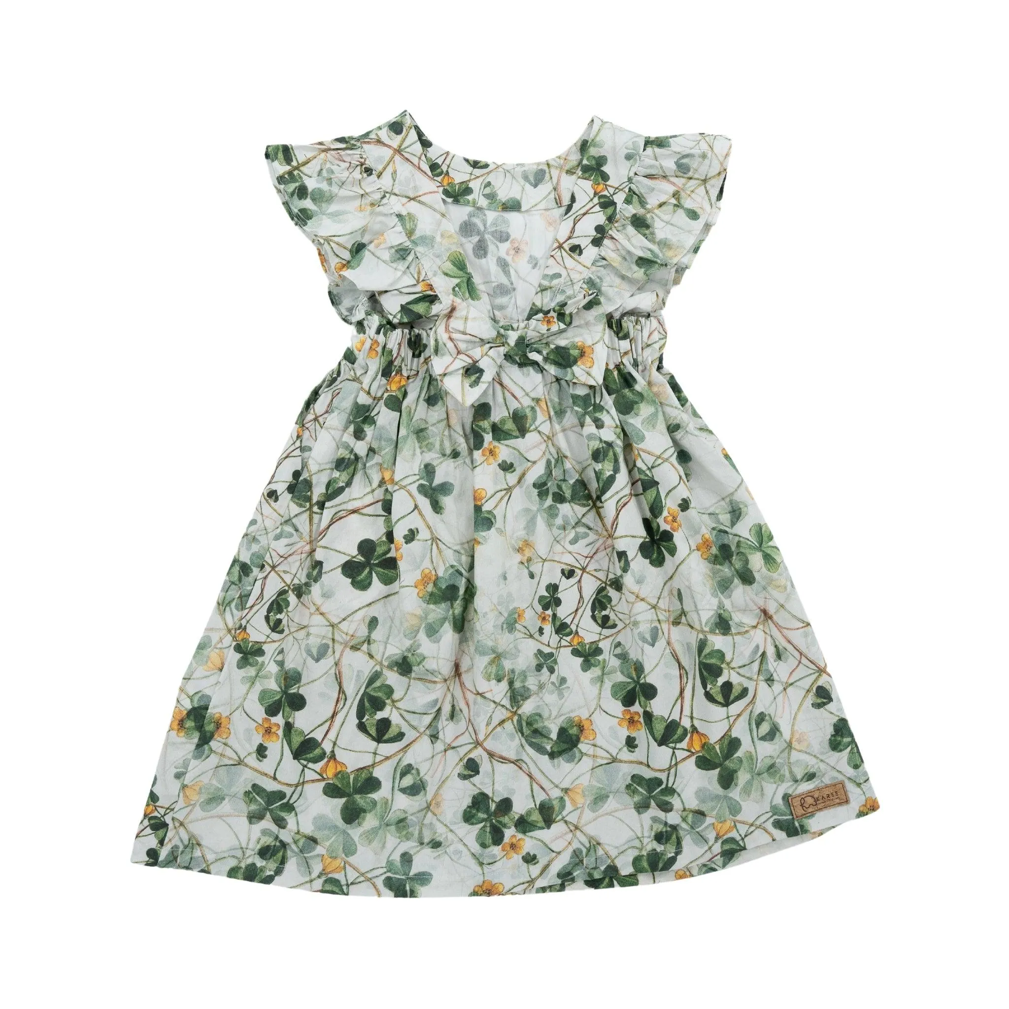 Green Floral Cotton Dress for Girls