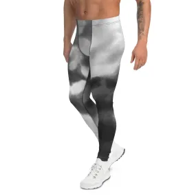 Grey Tie Dye Meggings, Designer Abstract Tie Dye Men's Leggings Compression Tights For Men - Made in USA/EU/MX