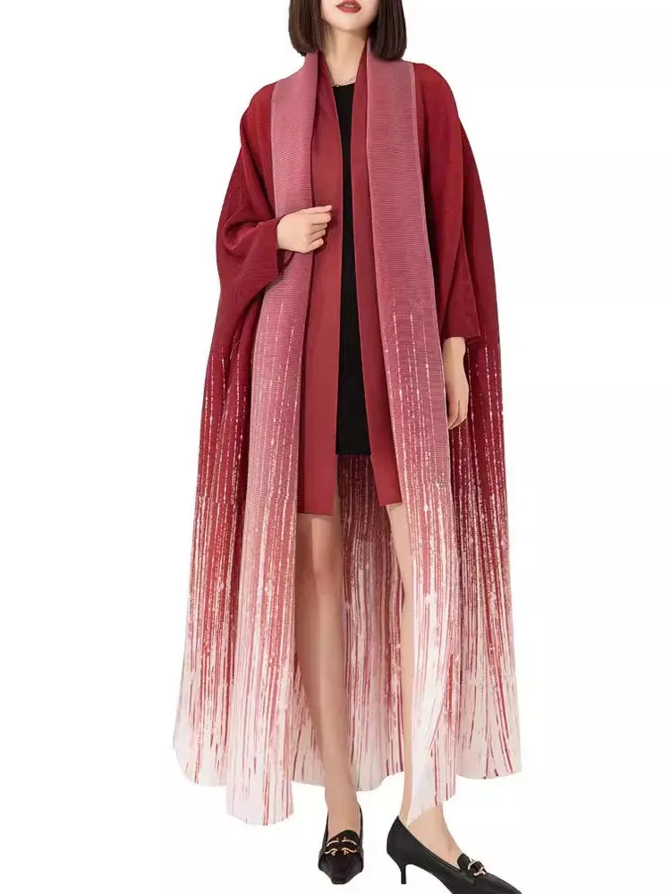 HEYFANCYSTYLE Japanese Gradient Batwing Sleeve Maxi Coat