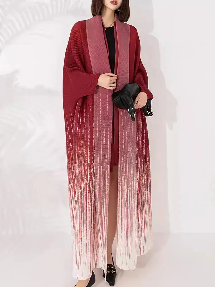 HEYFANCYSTYLE Japanese Gradient Batwing Sleeve Maxi Coat