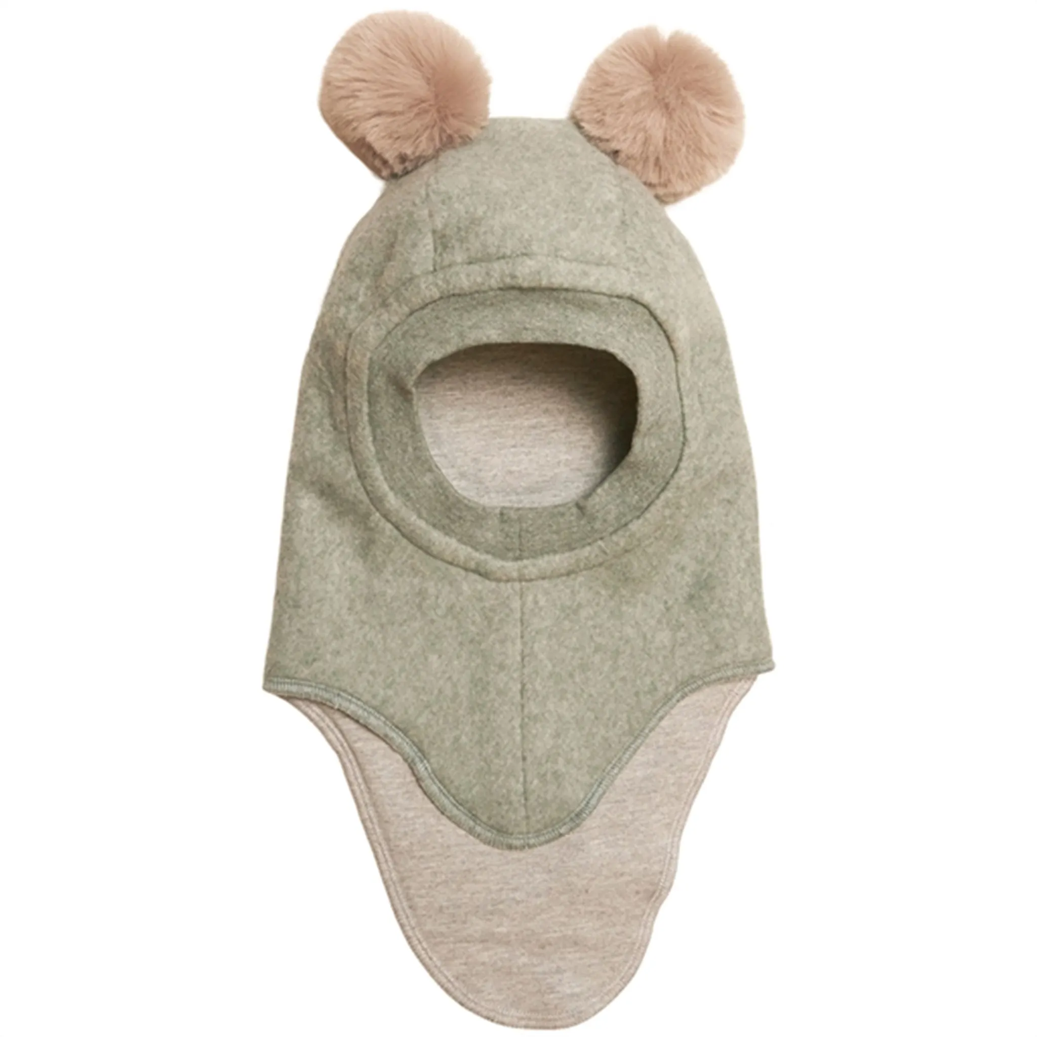 Huttelihut Cotton Big Bear Fake Fur Balaclava Agava/Nougat