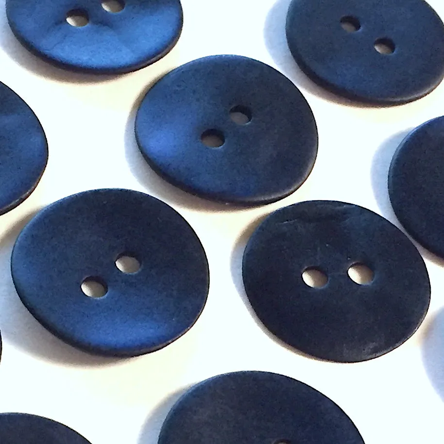 Indigo/Navy Velvet Agoya Shell 5/8" 2-hole Button, Pack of 8 for $7.20   #1209