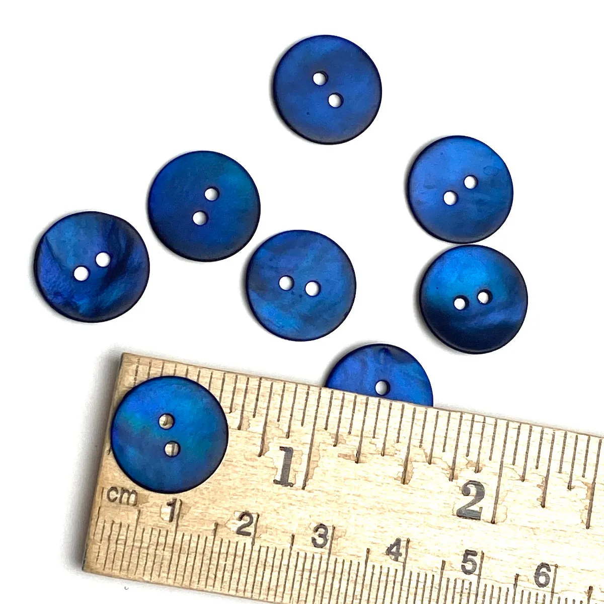 Indigo/Navy Velvet Agoya Shell 5/8" 2-hole Button, Pack of 8 for $7.20   #1209