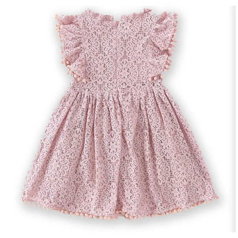 INSTOCK - Girls Dress Lace Flying Sleeve Princess Dress Girls