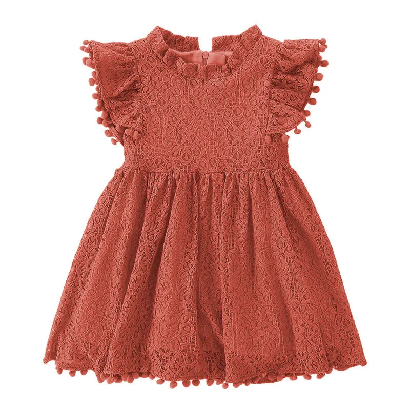 INSTOCK - Girls Dress Lace Flying Sleeve Princess Dress Girls