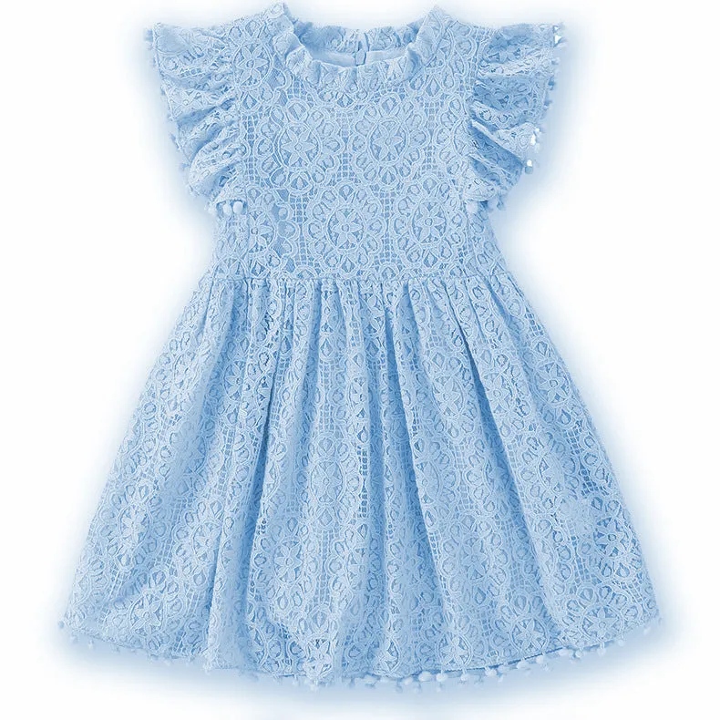 INSTOCK - Girls Dress Lace Flying Sleeve Princess Dress Girls