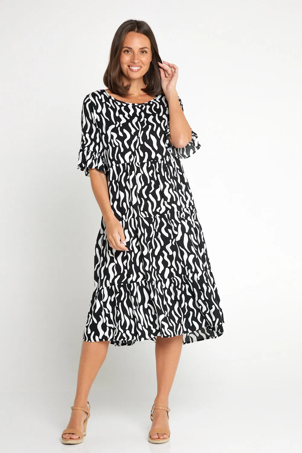 Jackson Dress - Black/White Ripple