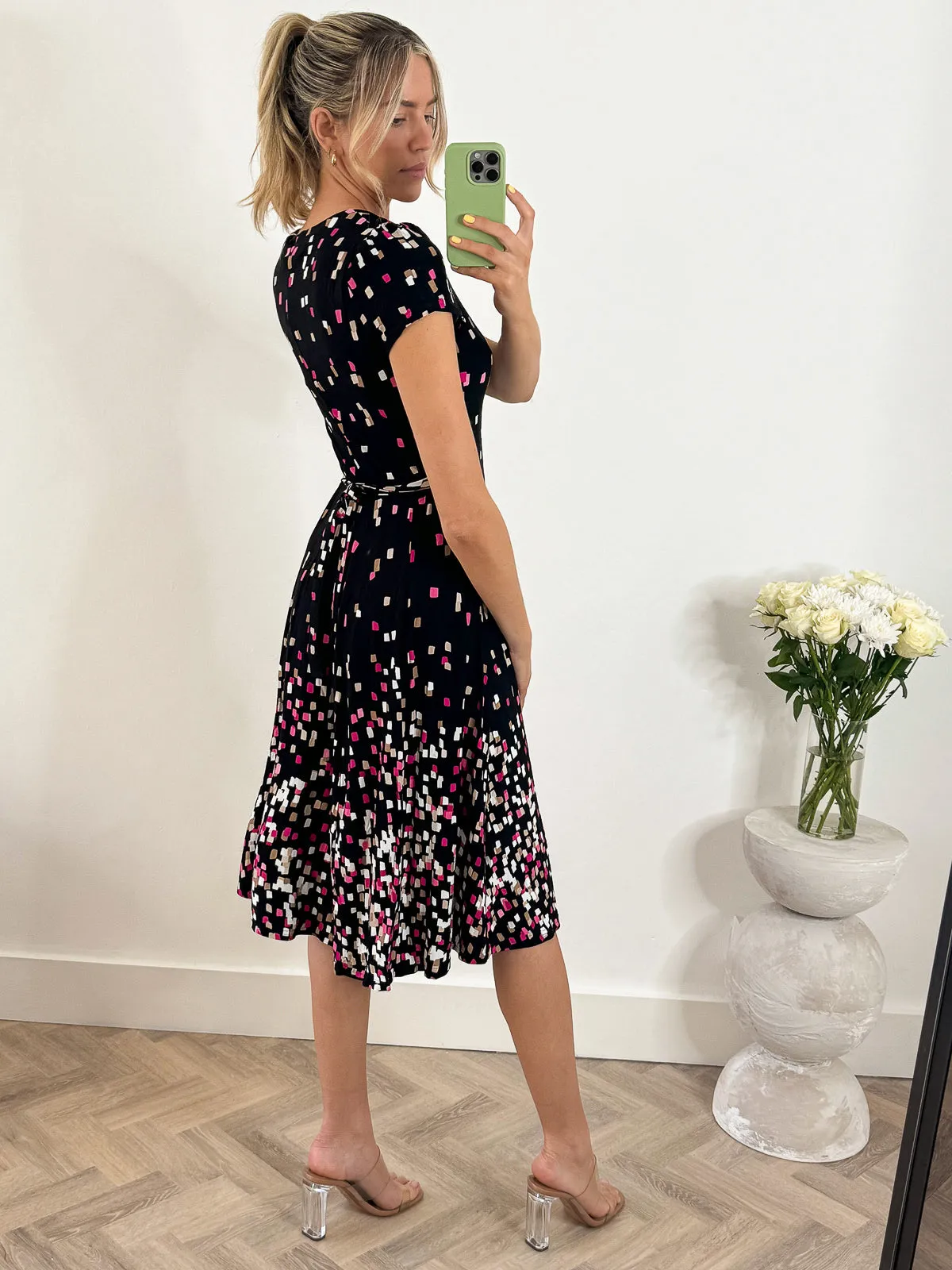 Jolie Moi Sasha Midi Dress, Black Multi