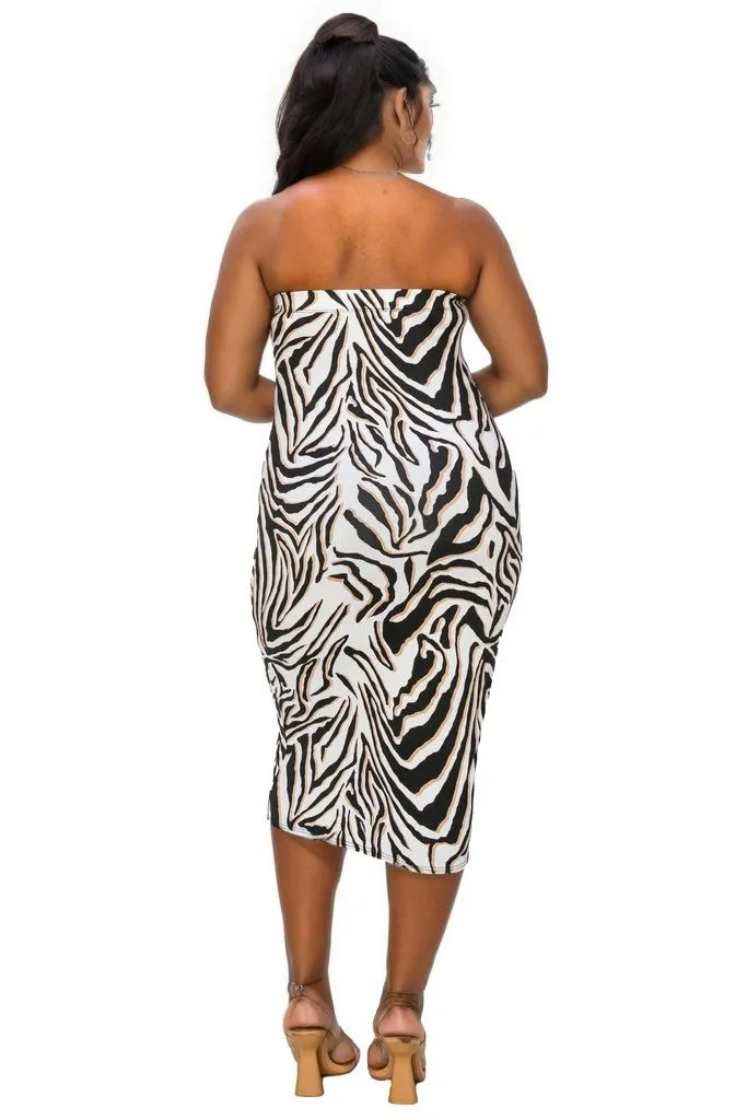 Kiko Zebra Print Tube Dress