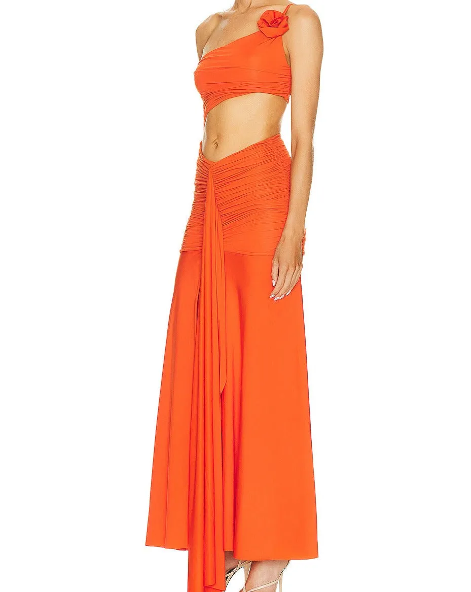 KittenAlarm - Nadia Strapless Ruffle Detail Maxi Dress