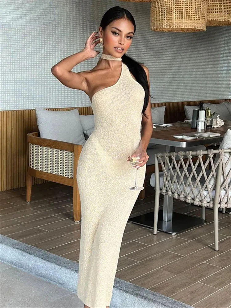 Knitted Halter Bodycon Maxi Dress for the Beach