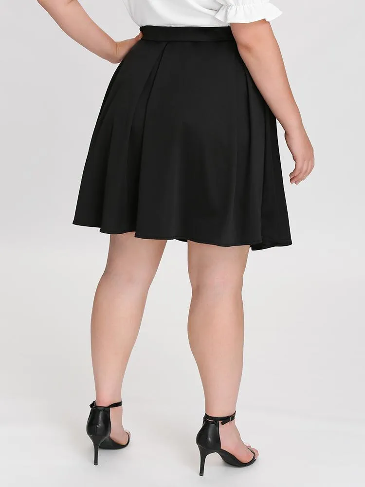 Knot Solid Pleated Skirt