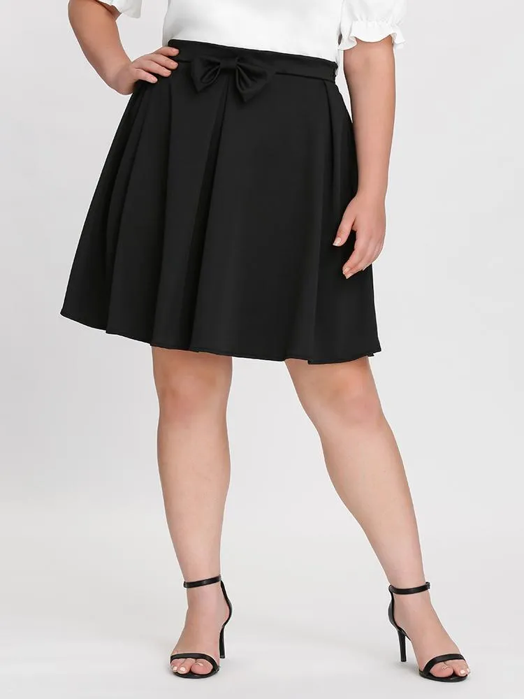 Knot Solid Pleated Skirt