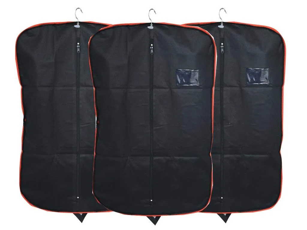 Kuber Industries Blazer/Suit Cover|Easily Foldable & Non Woven Fabric|Bag with Zipper Closure|Cloth Organizer for Dust Proof Jacket, Set of 3 Pcs (Black)