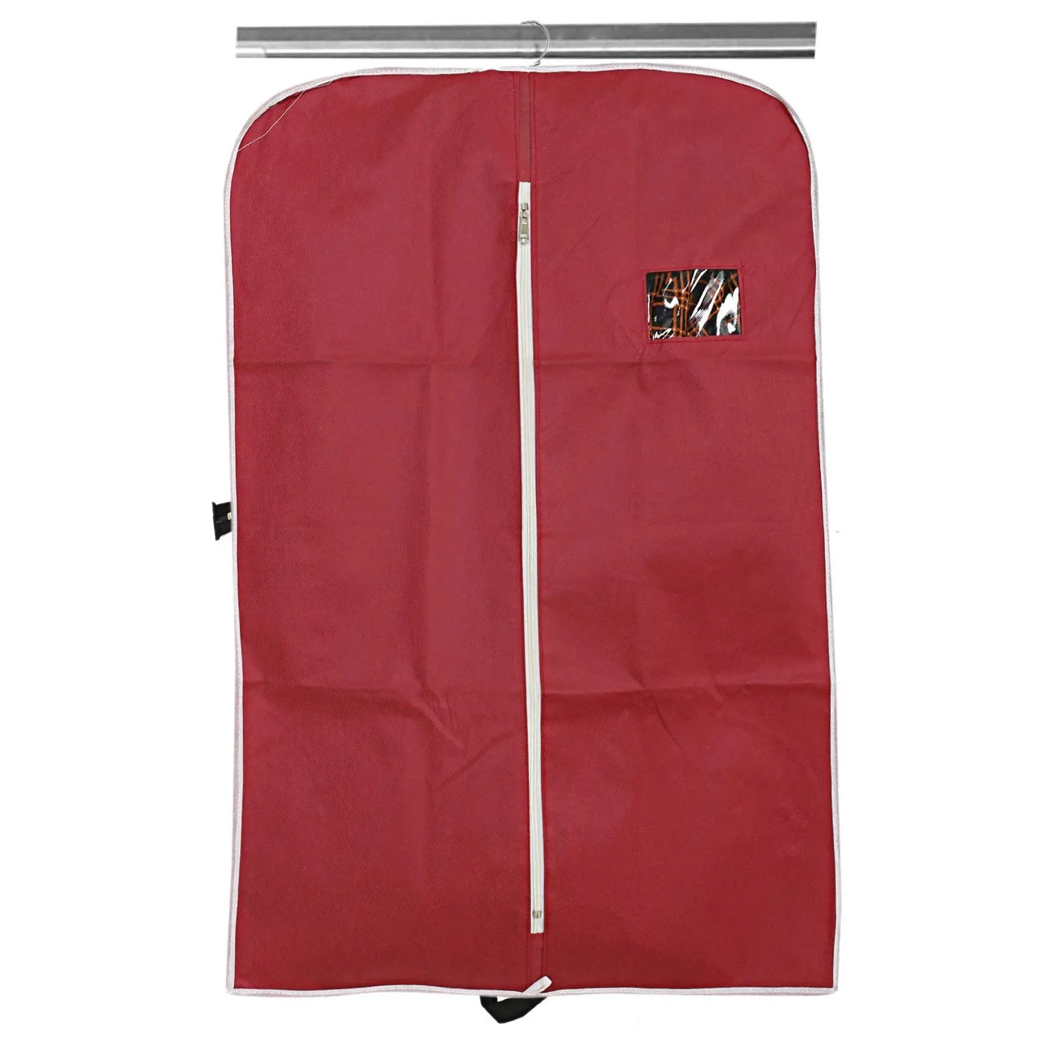 Kuber Industries Blazer/Suit Cover|Easily Foldable & Non Woven Fabric|Bag with Zipper Closure|Cloth Organizer for Dust Proof Jacket|Size 90 x 62 x 1 CM, Pack of 12 (Maroon)