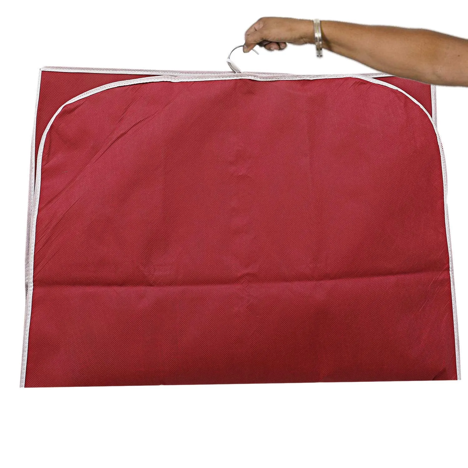 Kuber Industries Blazer/Suit Cover|Easily Foldable & Non Woven Fabric|Bag with Zipper Closure|Cloth Organizer for Dust Proof Jacket|Size 90 x 62 x 1 CM, Pack of 12 (Maroon)