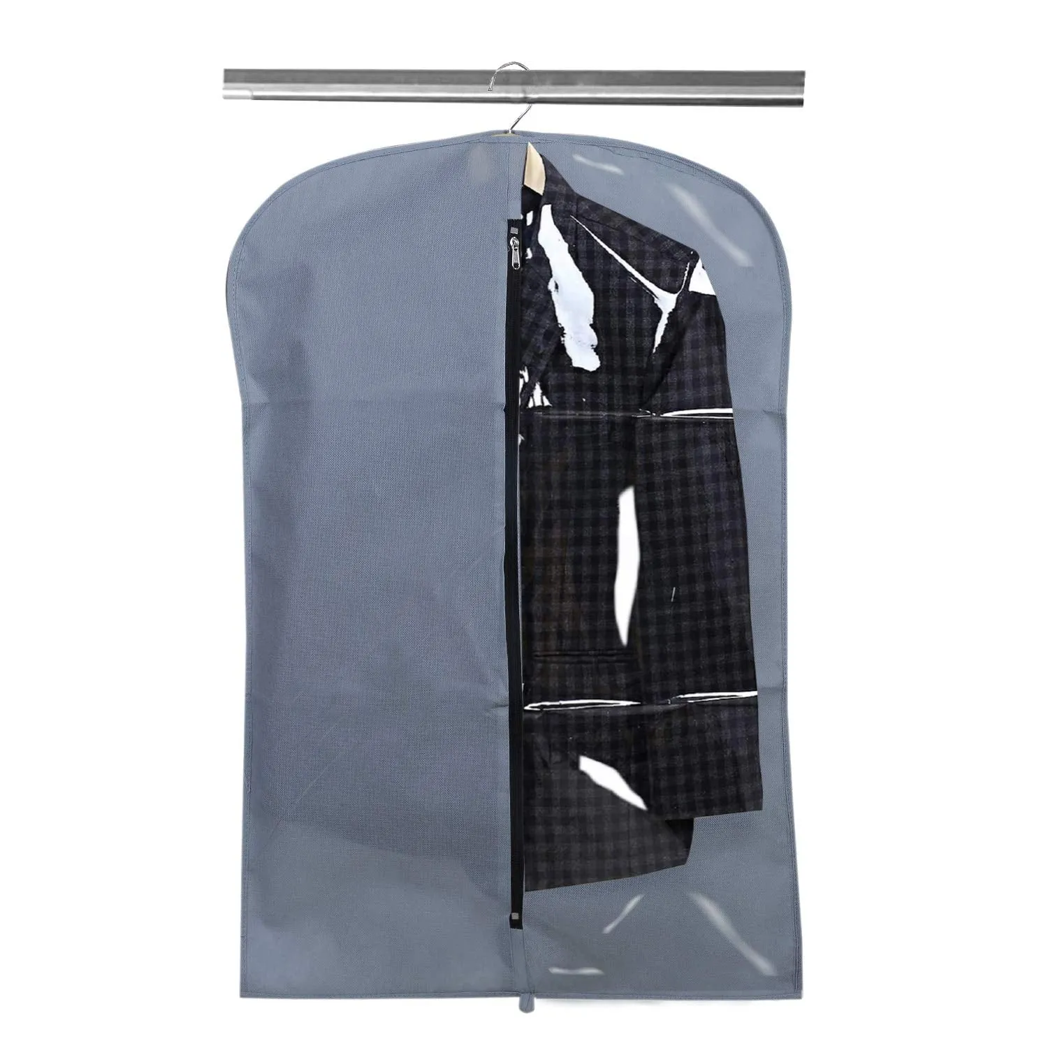 Kuber Industries Half Transparent Non Woven Men's Blazer Suit Cover|Zipper Closure & Sturdy Hook|Size 94 x 61 x 1 CM|Pack of 3 (Grey & Black & Maroon)