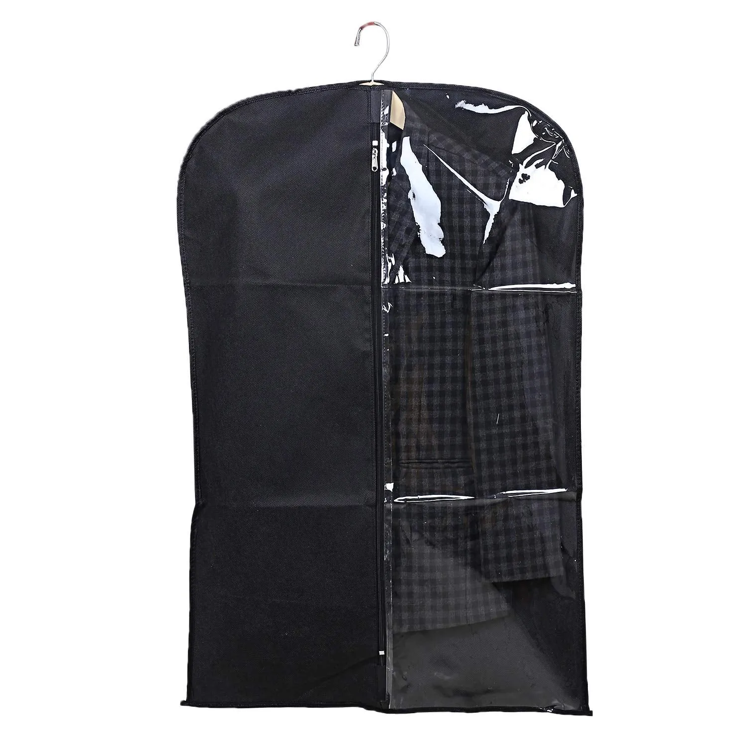 Kuber Industries Half Transparent Non Woven Men's Blazer Suit Cover|Zipper Closure & Sturdy Hook|Size 94 x 61 x 1 CM|Pack of 3 (Grey & Black & Maroon)