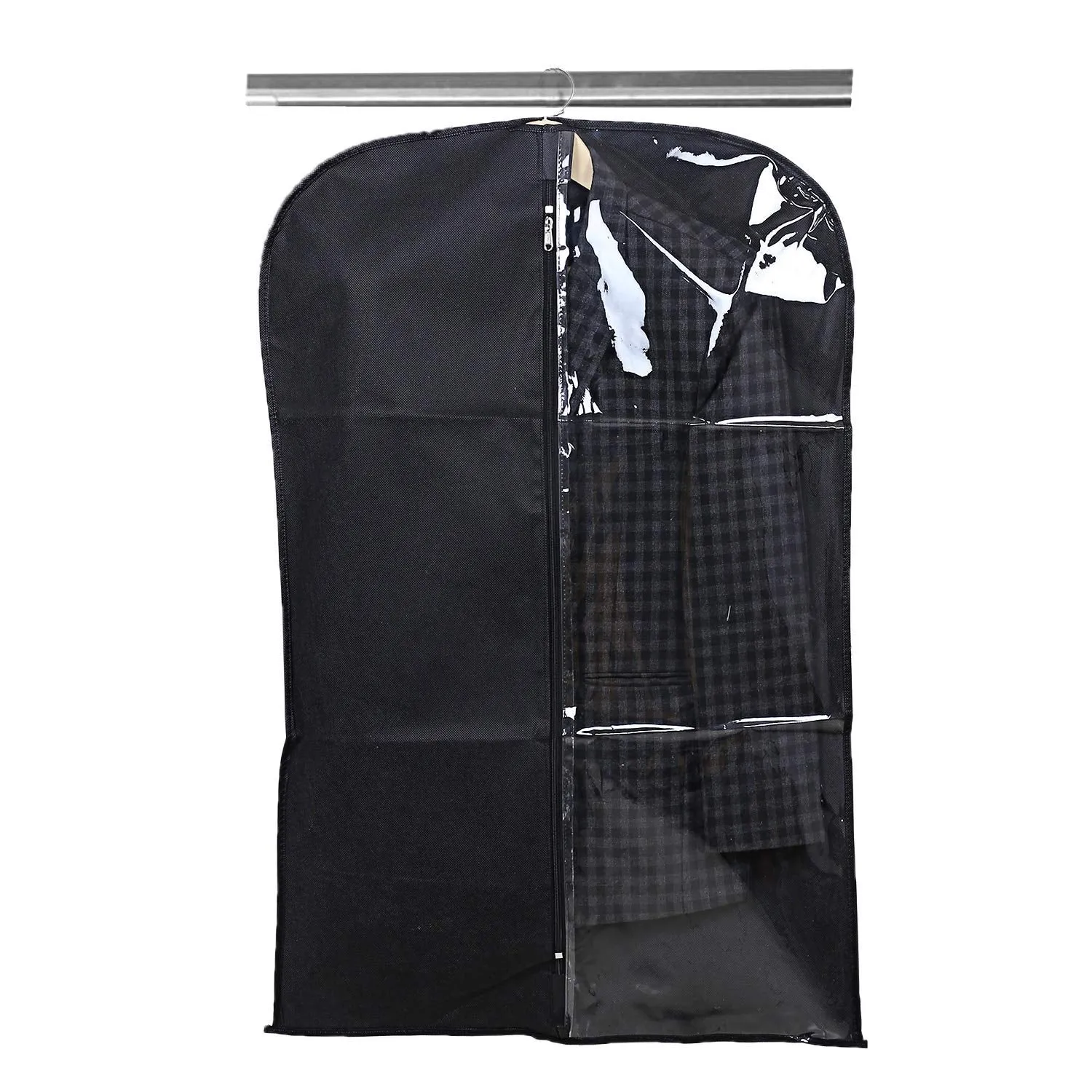 Kuber Industries Half Transparent Non Woven Men's Blazer Suit Cover|Zipper Closure & Sturdy Hook|Size 94 x 61 x 1 CM|Pack of 3 (Grey & Black & Maroon)