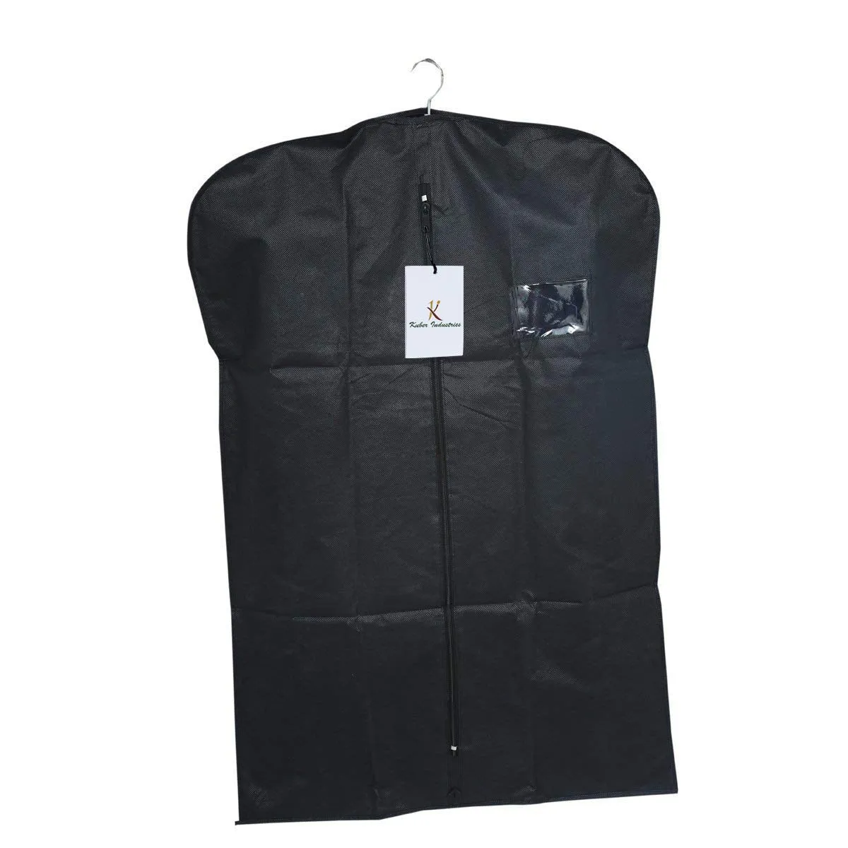 Kuber Industries Non-Woven Foldable Blazer Cover|Zipper Closure With Small Window|Sturdy Hook|Size 90 x 60 x 1 CM (Black)