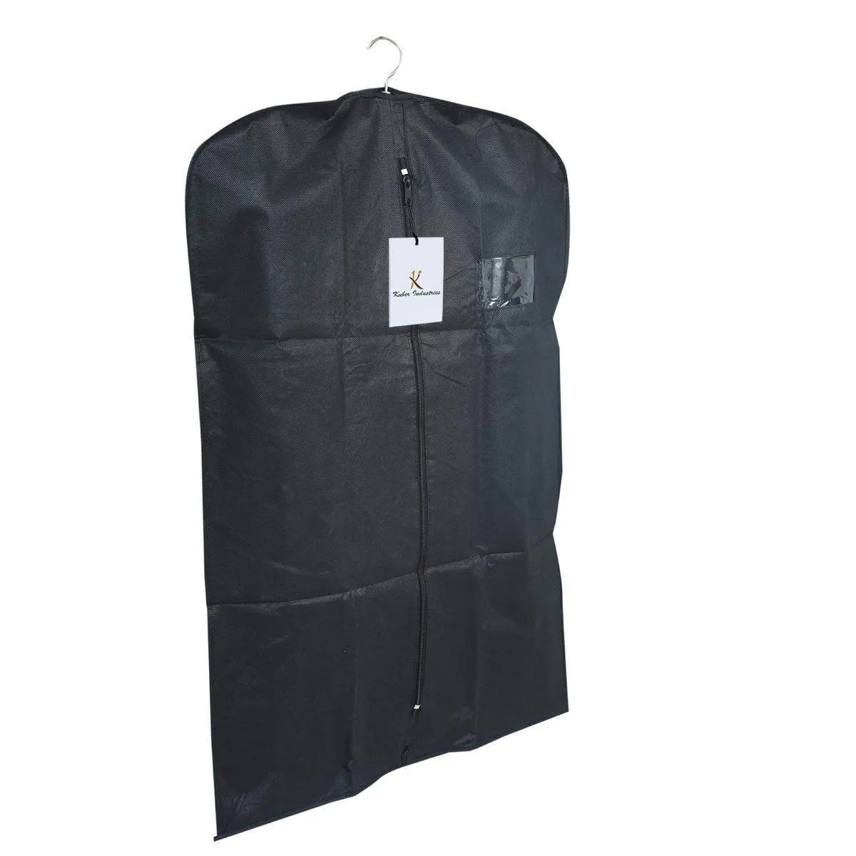 Kuber Industries Non-Woven Foldable Blazer Cover|Zipper Closure With Small Window|Sturdy Hook|Size 90 x 60 x 1 CM (Black)