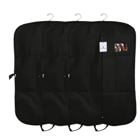 Kuber Industries Non Woven Foldable Men's Coat Blazer Suit Cover|Zipper Closure with Small Window|Sturdy Hook & Durable Handle|Size 94 x 61 x 1 CM|Pack of 3 (Black) -CTKTC041367