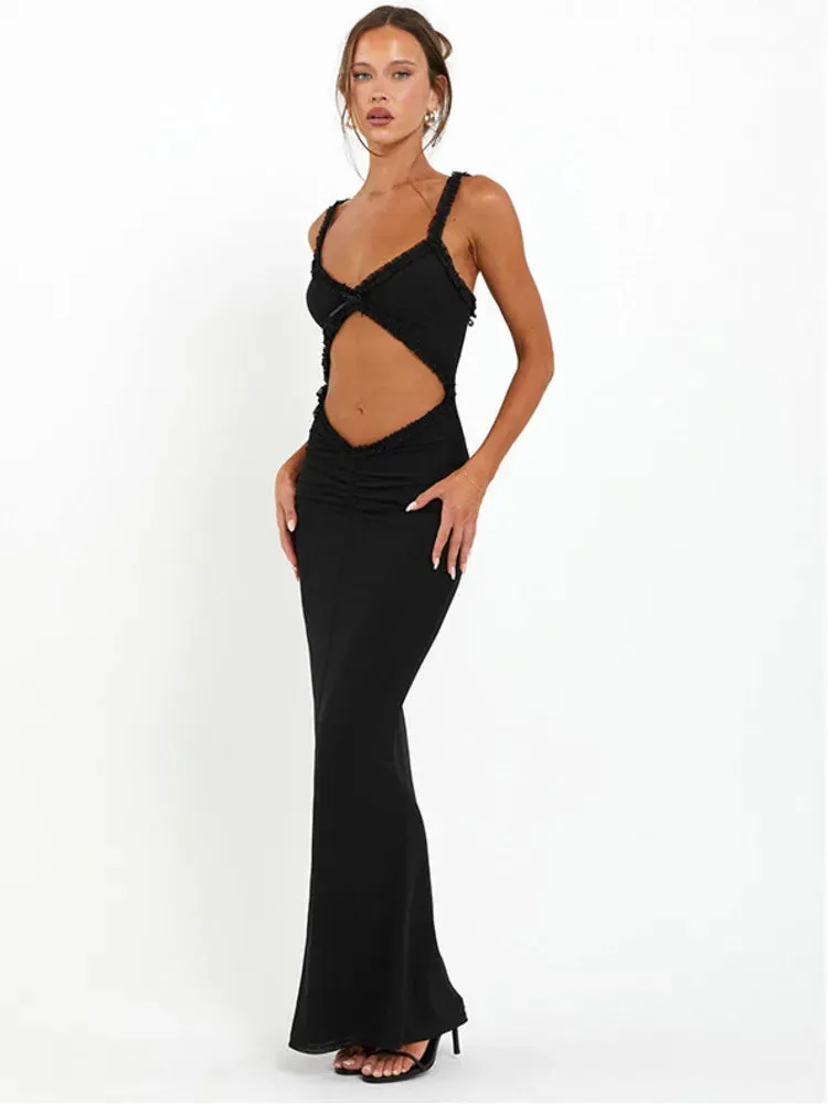 Lace Hollowed Out Sexy Summer Women Maxi Dress