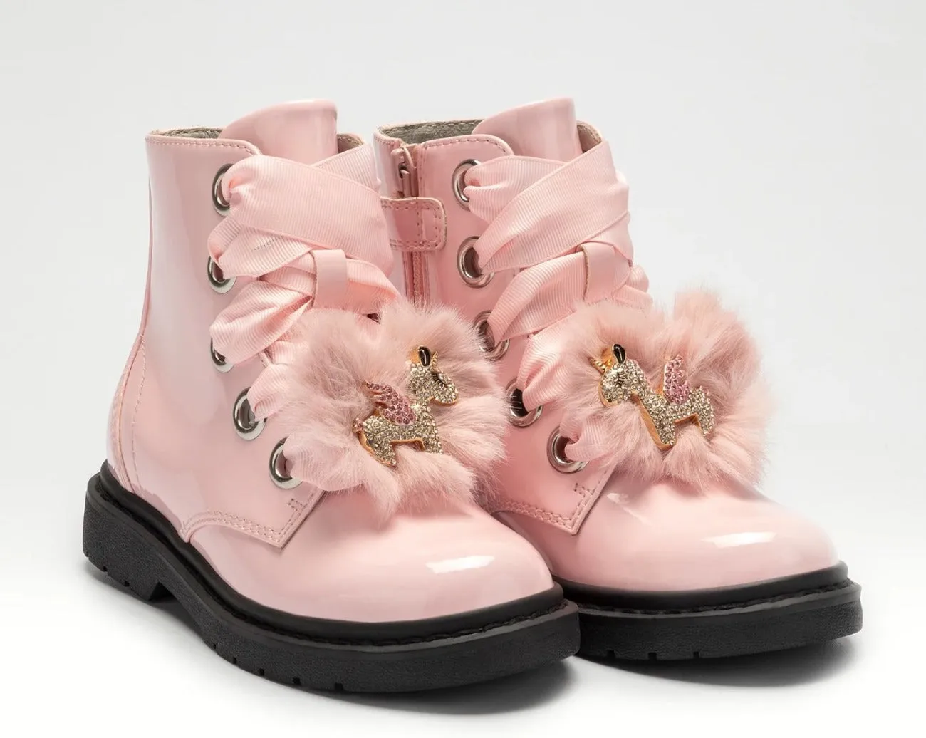 Lelli Kelly Girls Pink Patent Snowflake Pom Pom Boots