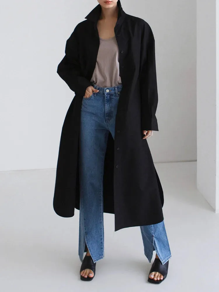 Long Casual Blouse Long Sleeve Loose Fit Shirt