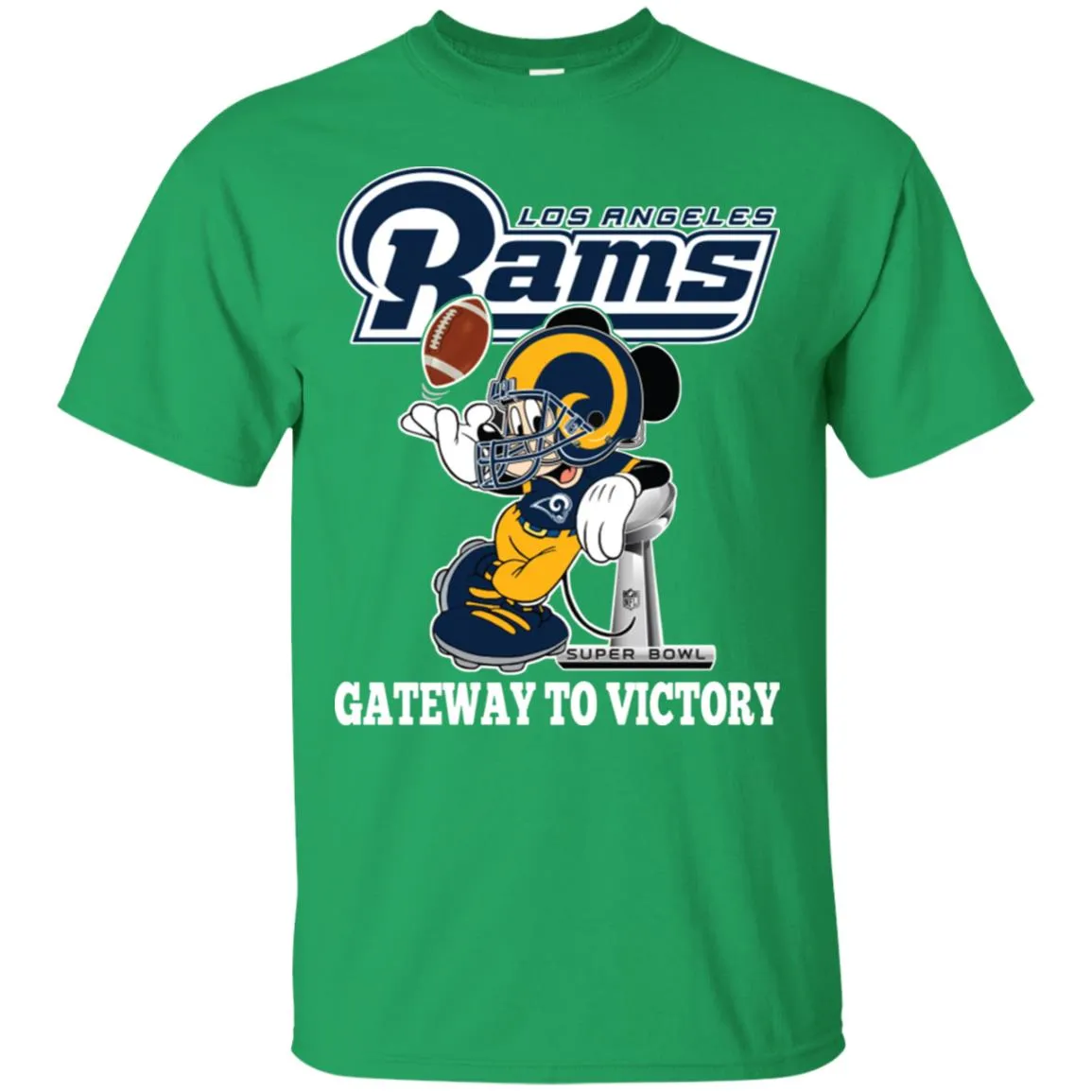 Los Angeles Rams Gateway To Victory Super Bowl 2019 Mickey Mouse Football Nfl Men Cotton T-Shirt