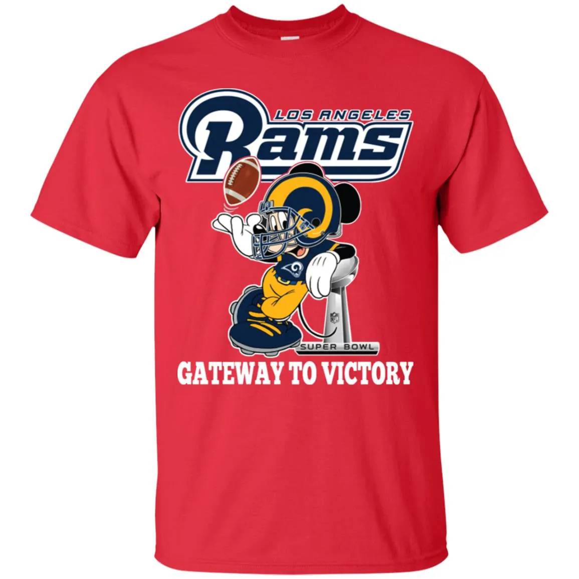 Los Angeles Rams Gateway To Victory Super Bowl 2019 Mickey Mouse Football Nfl Men Cotton T-Shirt