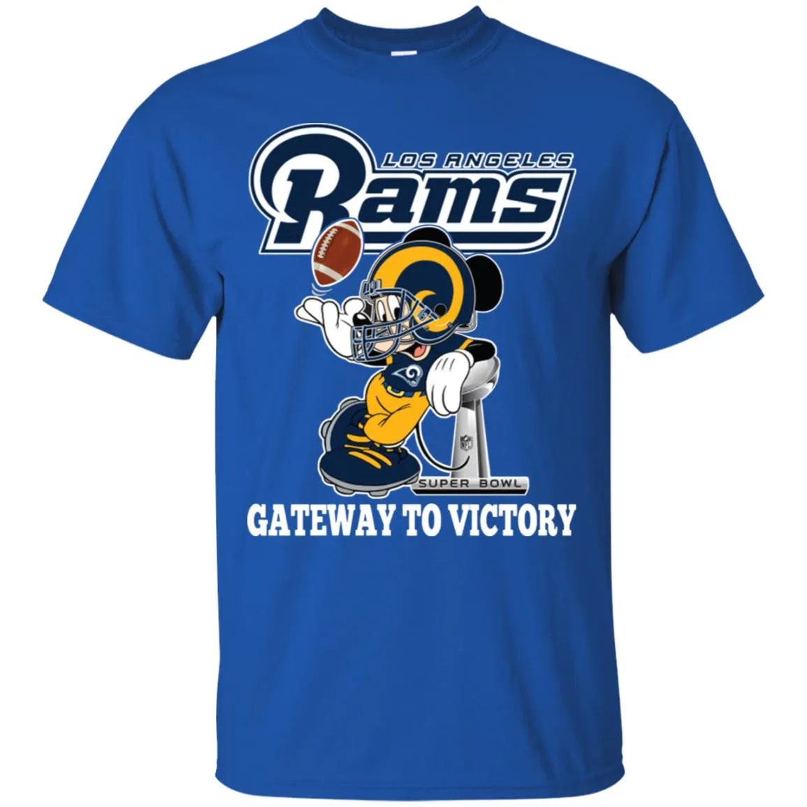 Los Angeles Rams Gateway To Victory Super Bowl 2019 Mickey Mouse Football Nfl Men Cotton T-Shirt