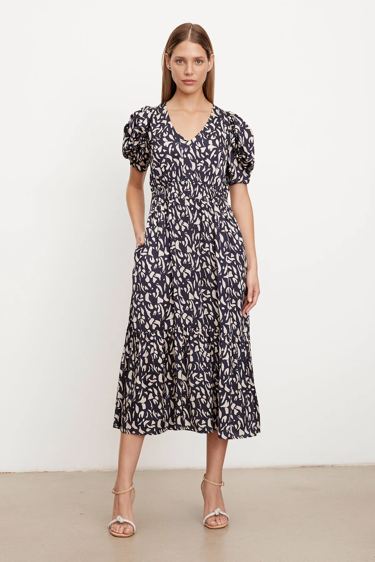 LYUDA PRINTED SATIN MIDI DRESS