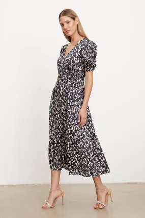 LYUDA PRINTED SATIN MIDI DRESS