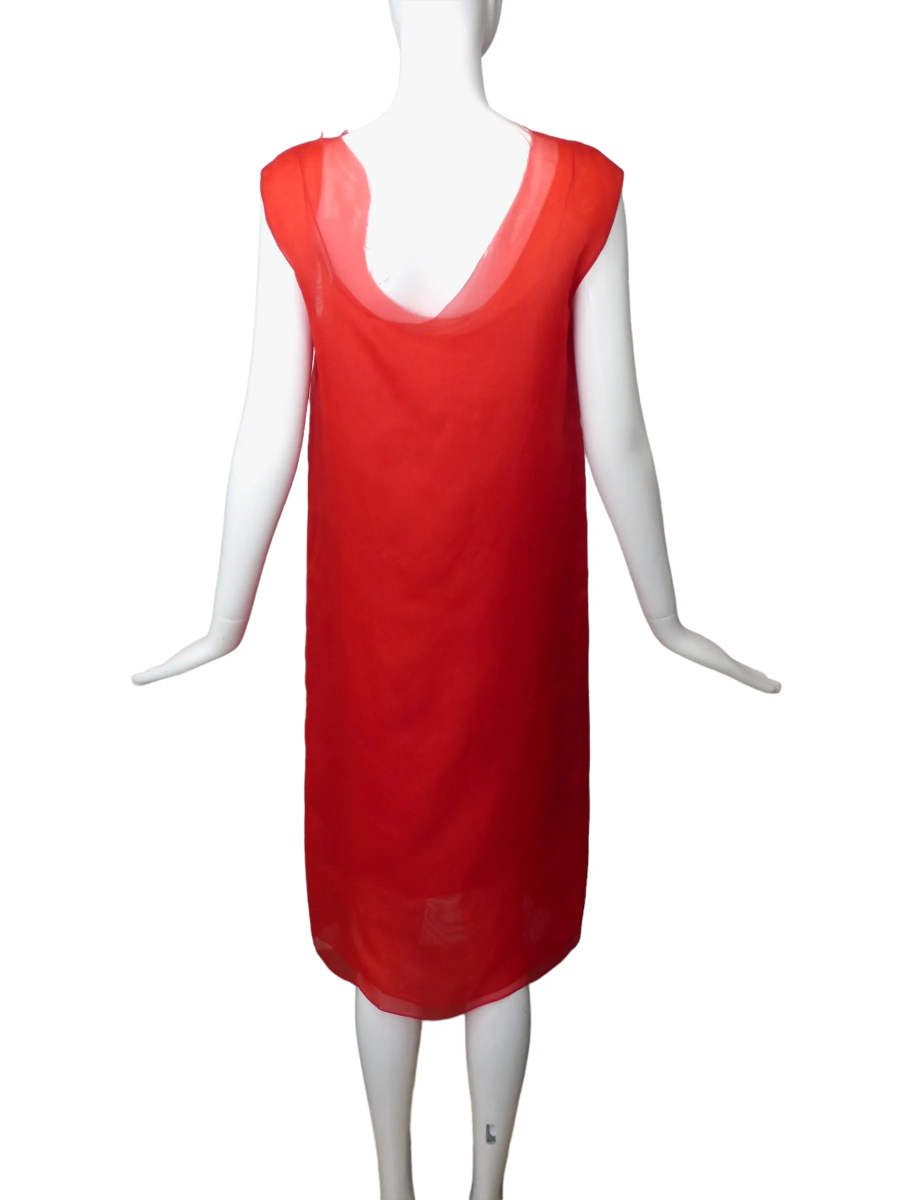 MAISON MARGIELA- NWT Red Organza Midi Dress, Size 6