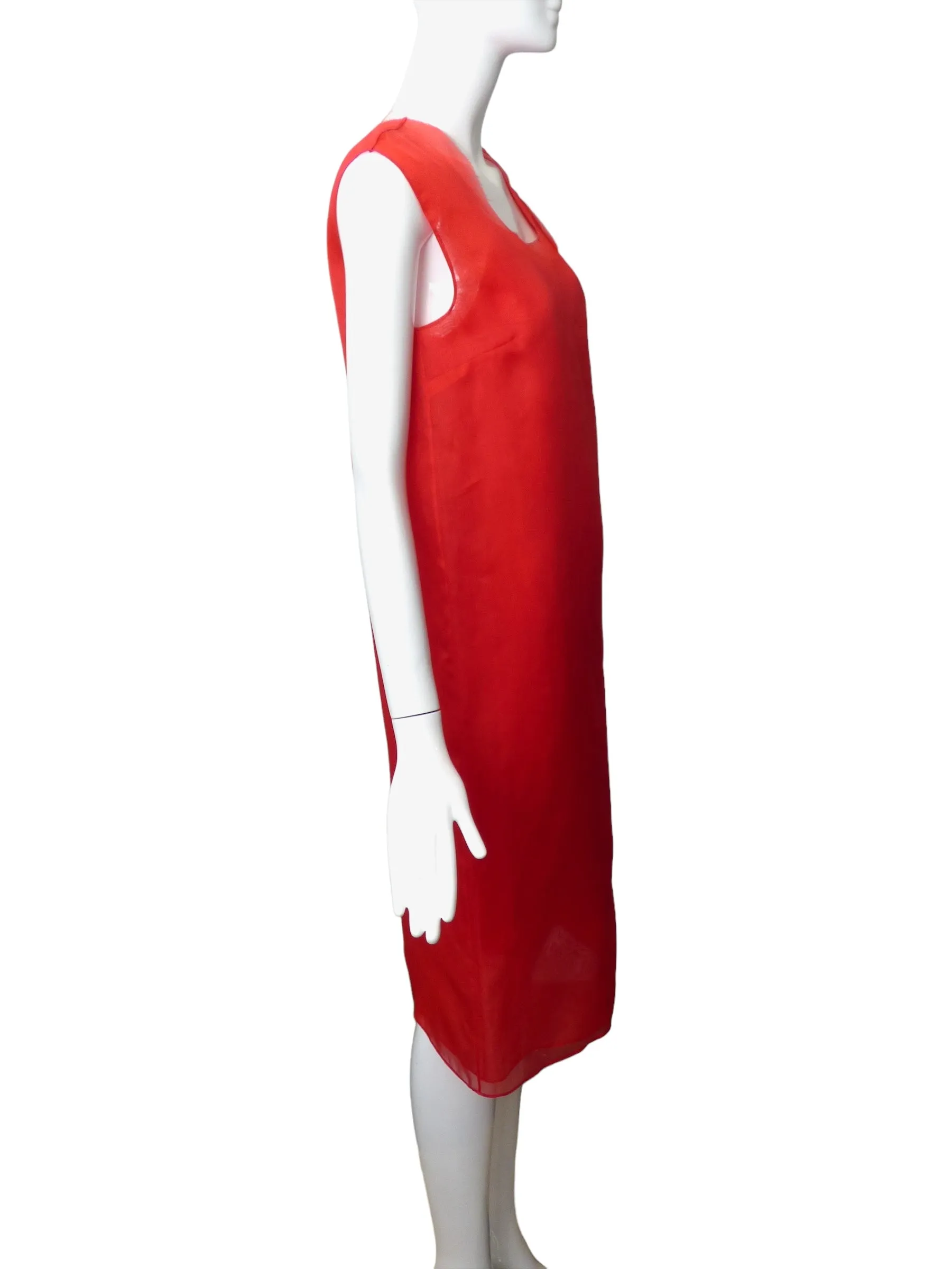 MAISON MARGIELA- NWT Red Organza Midi Dress, Size 6