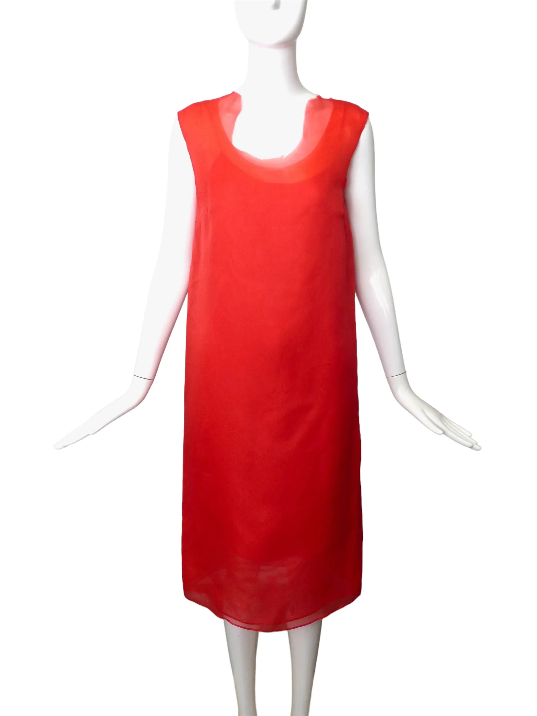 MAISON MARGIELA- NWT Red Organza Midi Dress, Size 6