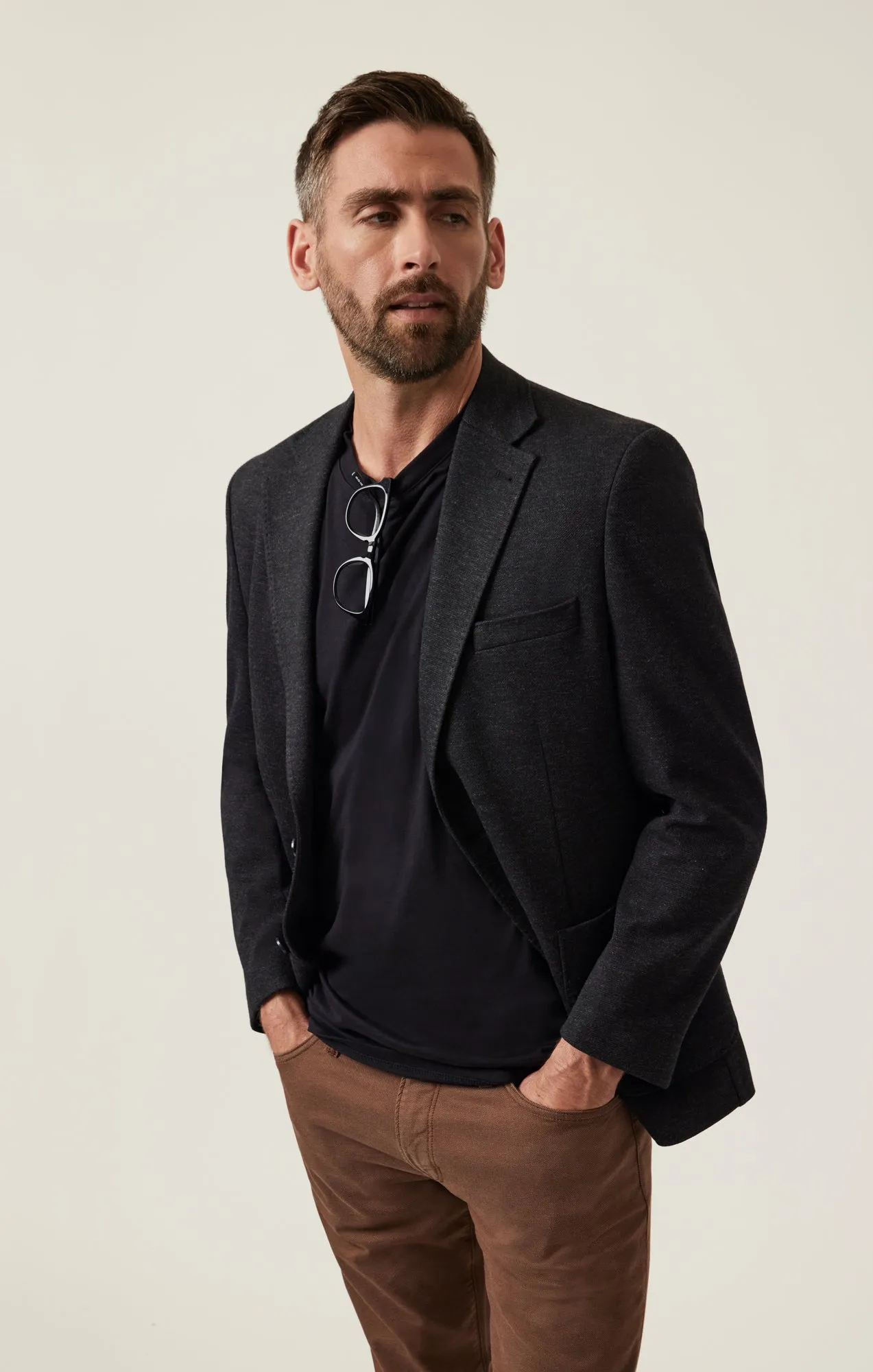 Matteo Heather Knit Blazer In Anthracite