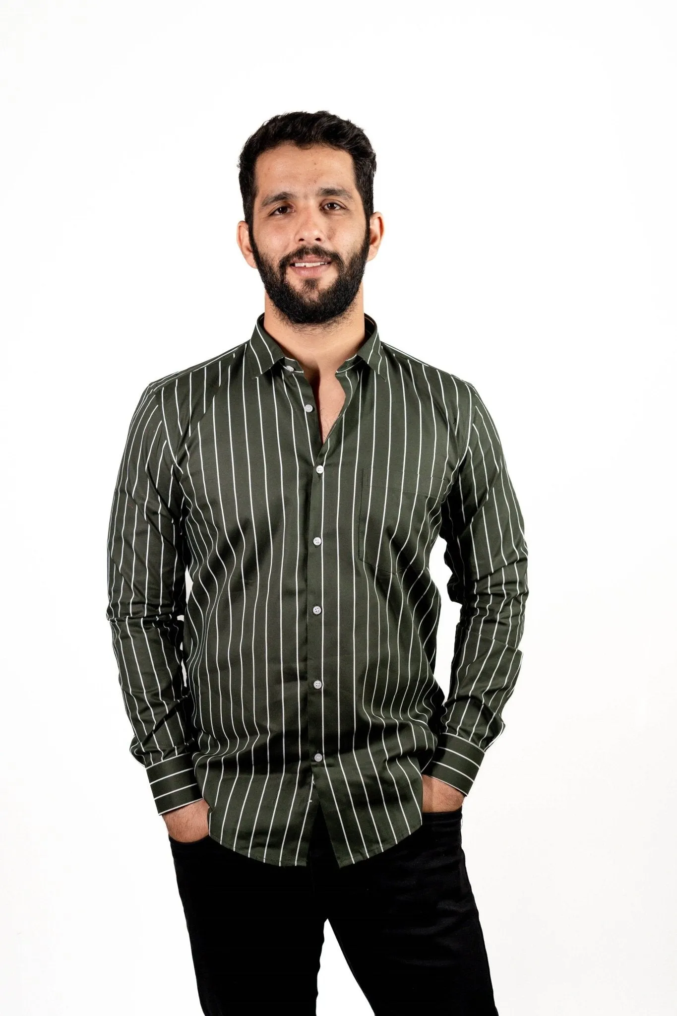 Mehndi Color Pure Cotton Lining Shirt For Men